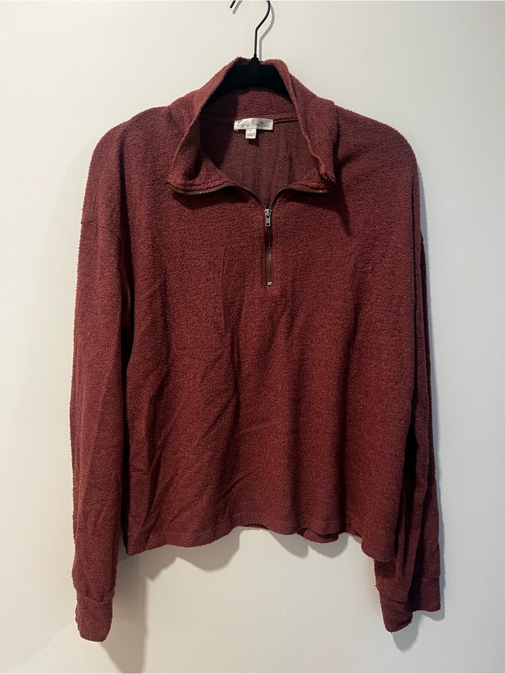 nine britton Burgundy Half-Zip Pullover Sweatshirt